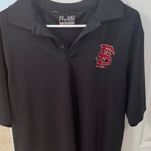 Florida State Under Armour Black Polo with Red and Gold FSU Logo